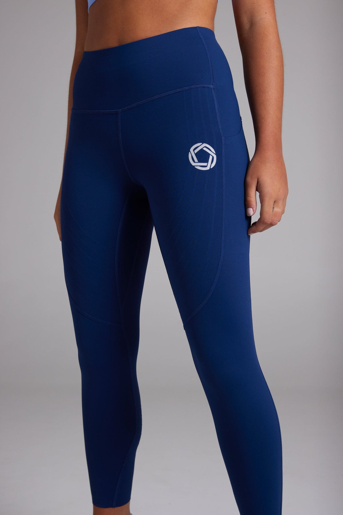 Women's POWERSENSE cropped compression running leggings in United in Navy - product photo 4 of 6