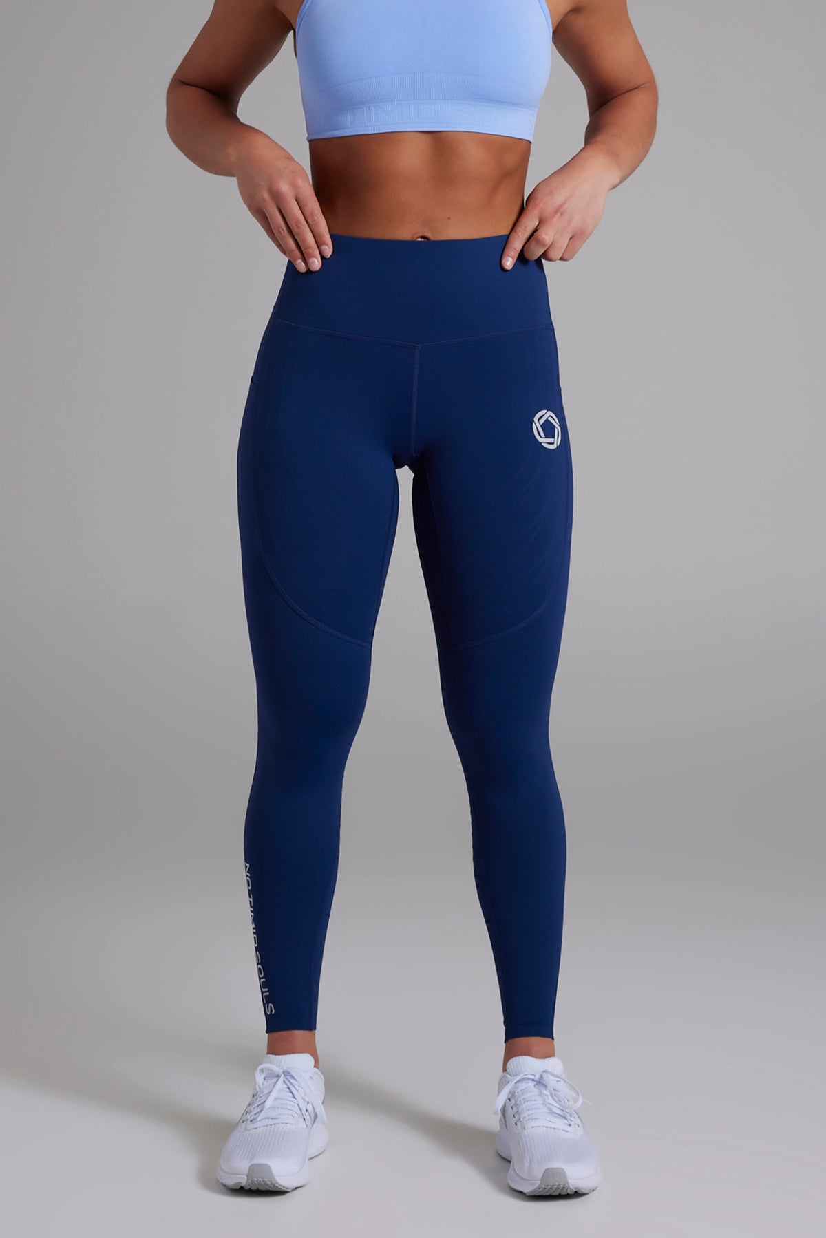 Women's POWERSENSE compression running leggings in United in Navy - product photo 1 of 6