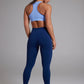 Women's POWERSENSE compression running leggings in United in Navy - product photo 2 of 6