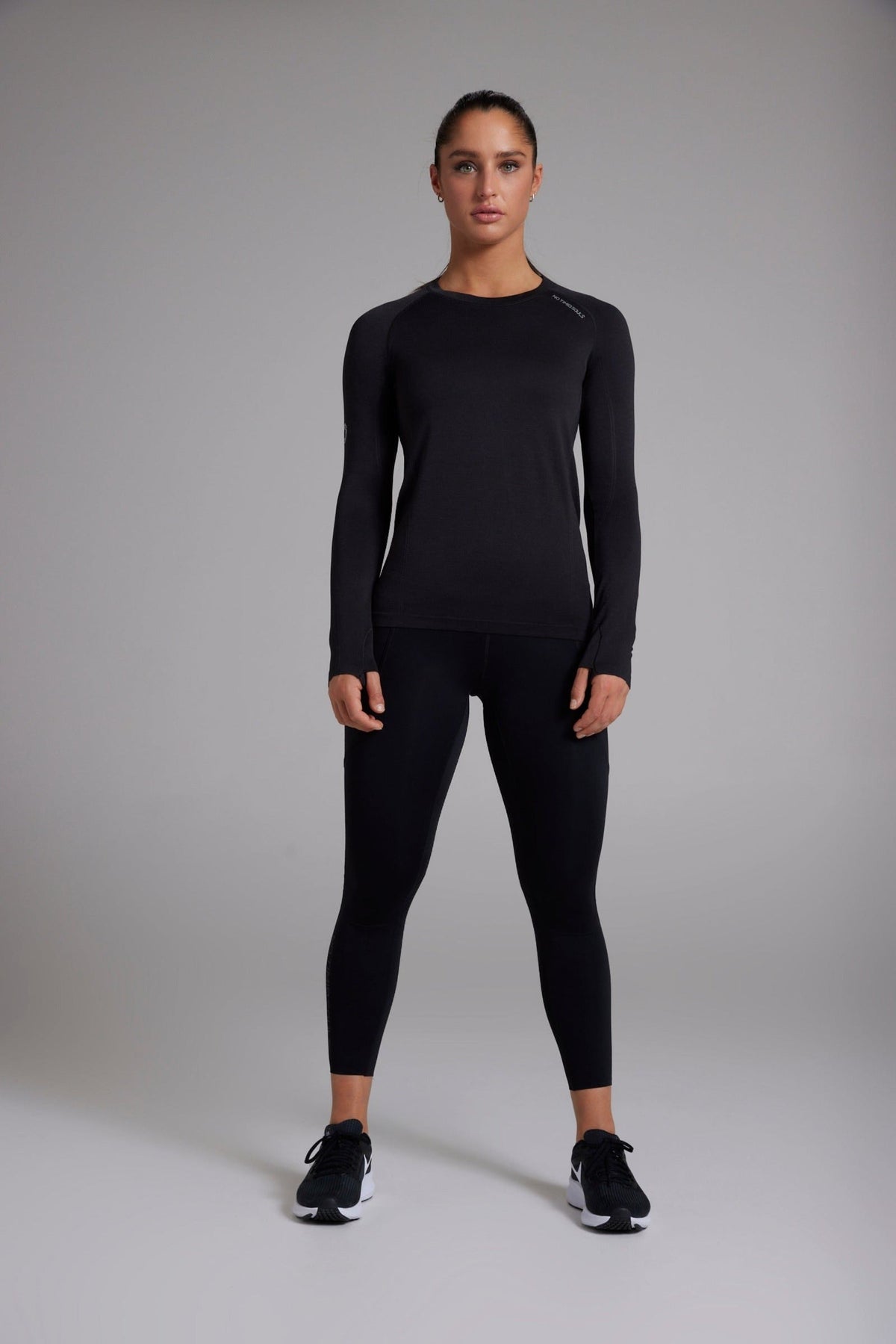 Women's GLIDE360 fitted long sleeve running top in New Black - product photo 2 of 9