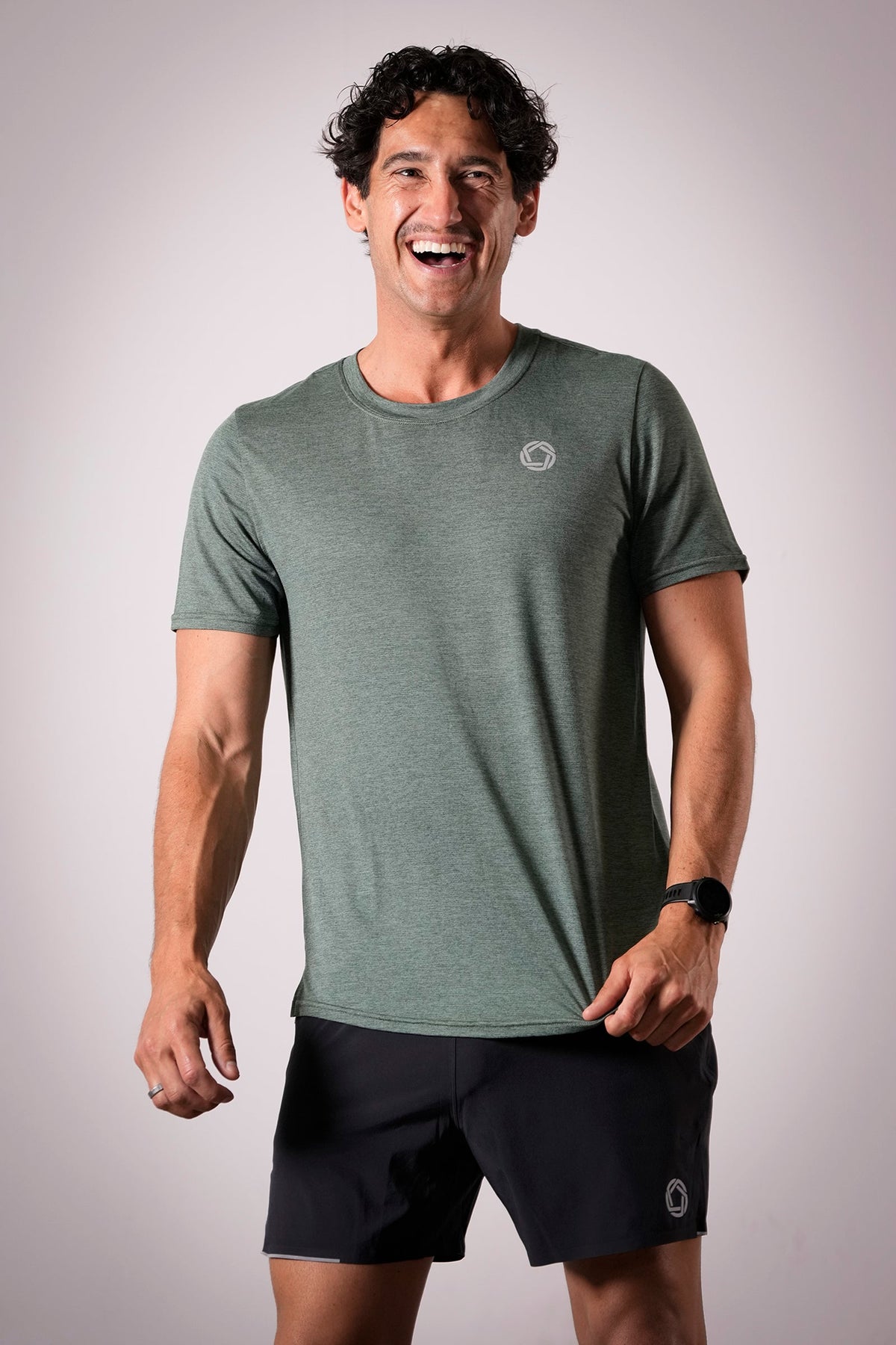 Men's FLOWDRY Tempo running top in Forest Trail - product photo 3 of 4