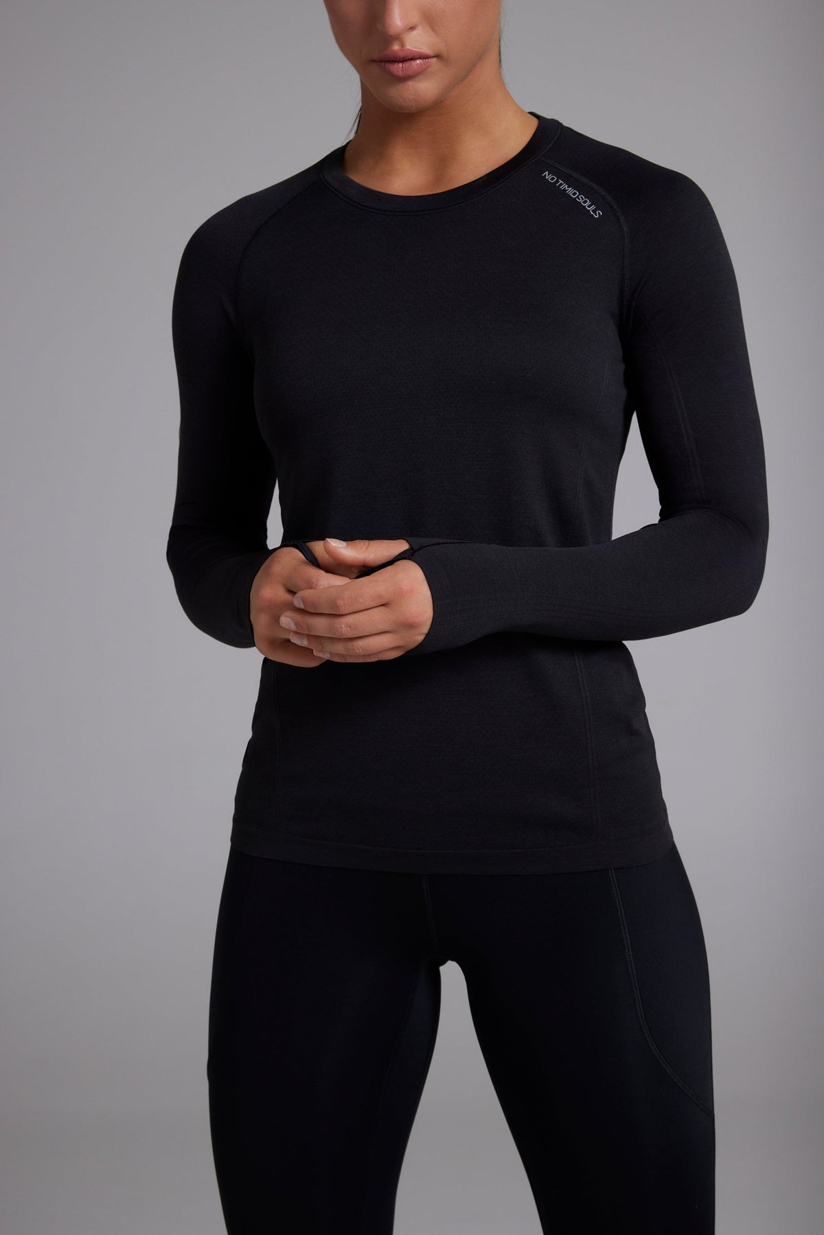 Women's GLIDE360 fitted long sleeve running top in New Black - product photo 5 of 9