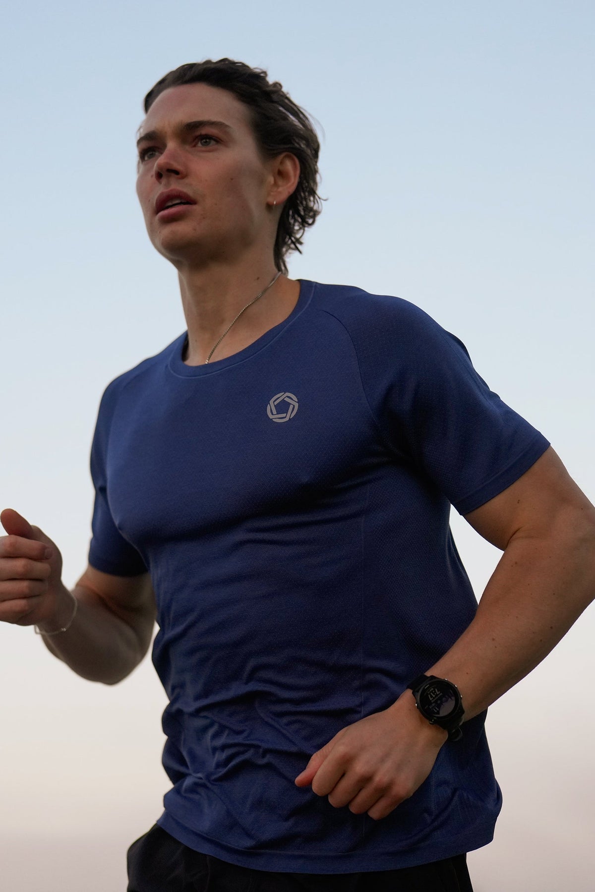 Men's GLIDE360 running top (logo) in Pacific Ocean Blue Marle - product photo 1 of 4