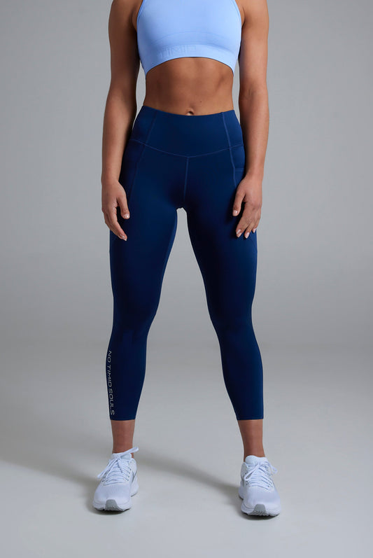 Women's BODYSENSE cropped running leggings in United in Navy - product photo 2 of 6