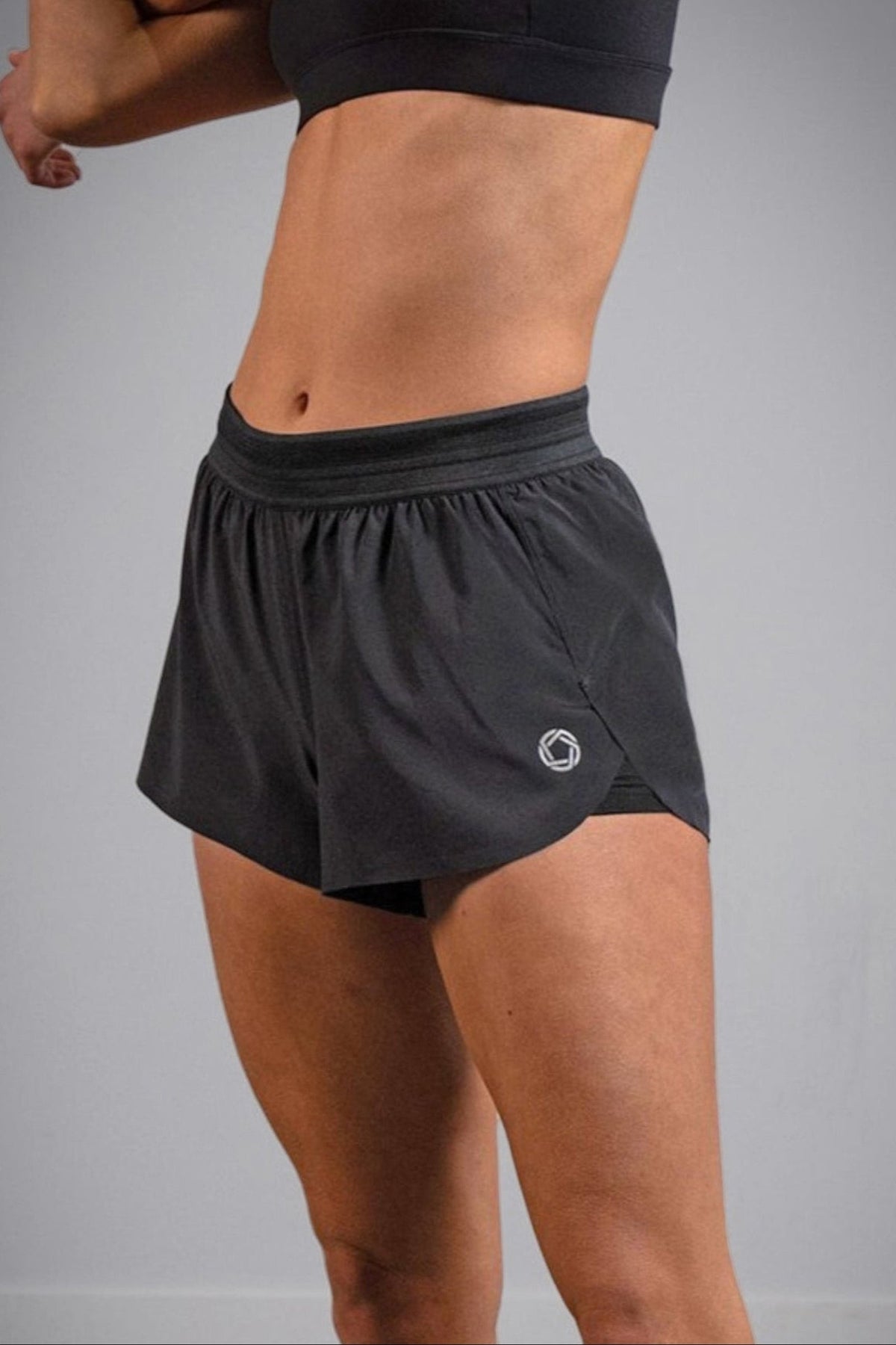 Women's FLOWDRY 3-inch lined running shorts in Graphite - product photo 2 of 4