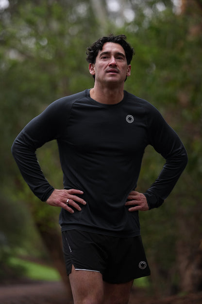 Men's GLIDE360 long sleeve running top (logo) in New Black - product photo 1 of 4