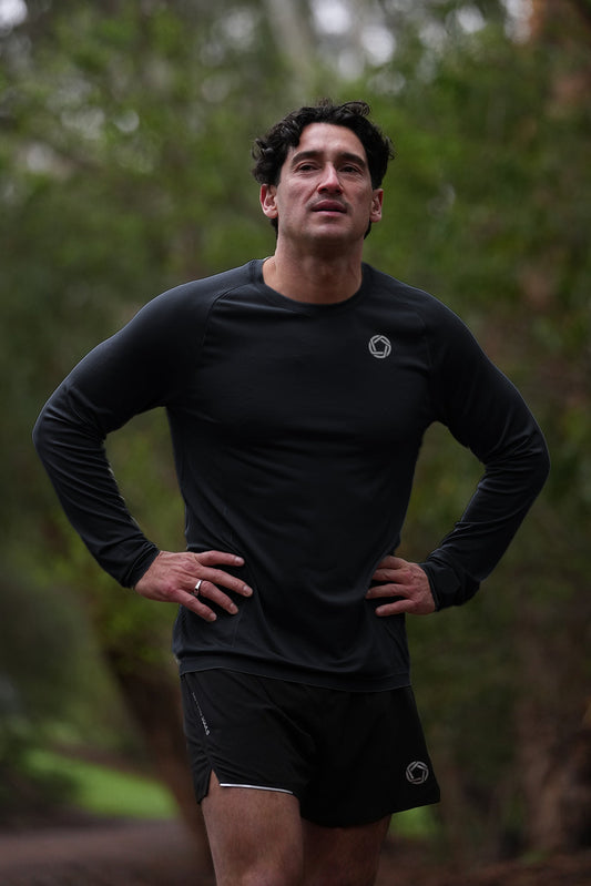 Men's GLIDE360 long sleeve running top (logo) in New Black - product photo 1 of 4