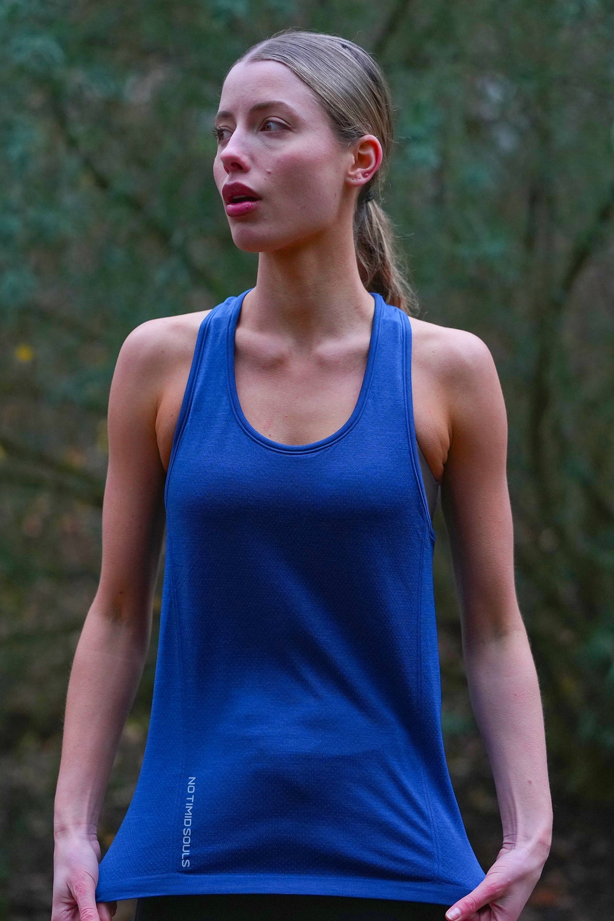 Women's GLIDE360 fitted running singlet in Pacific Ocean Blue Marle - product photo 2 of 4