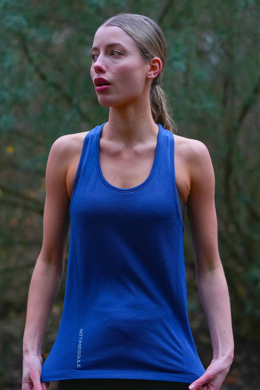 Women's GLIDE360 fitted running singlet in Pacific Ocean Blue Marle - product photo 2 of 4