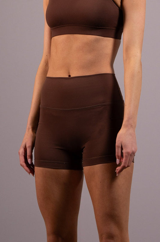 Women's EVERYWEAR 4-inch running shorts in Espresso - product photo 1 of 4